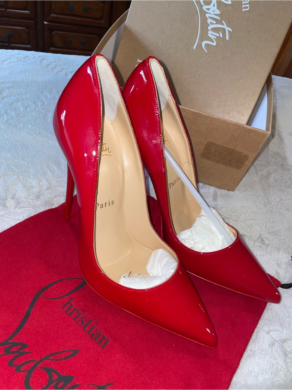 Christian Louboutin So Kate Women’s Red Patent Leather Pointed-Toe Pumps OBO